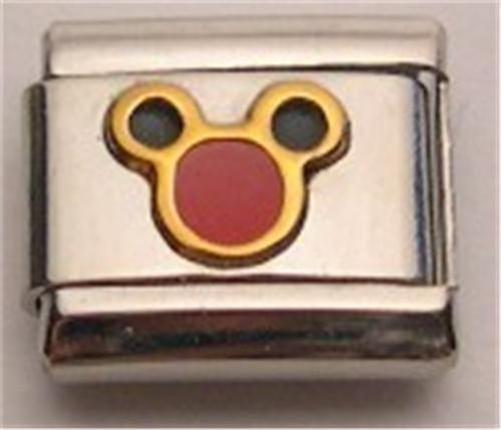 MOUSE RED & BLACK ENAMEL ITALIAN CHARM FOR DIY 9MM BRACELET COLLECTABLE RARE