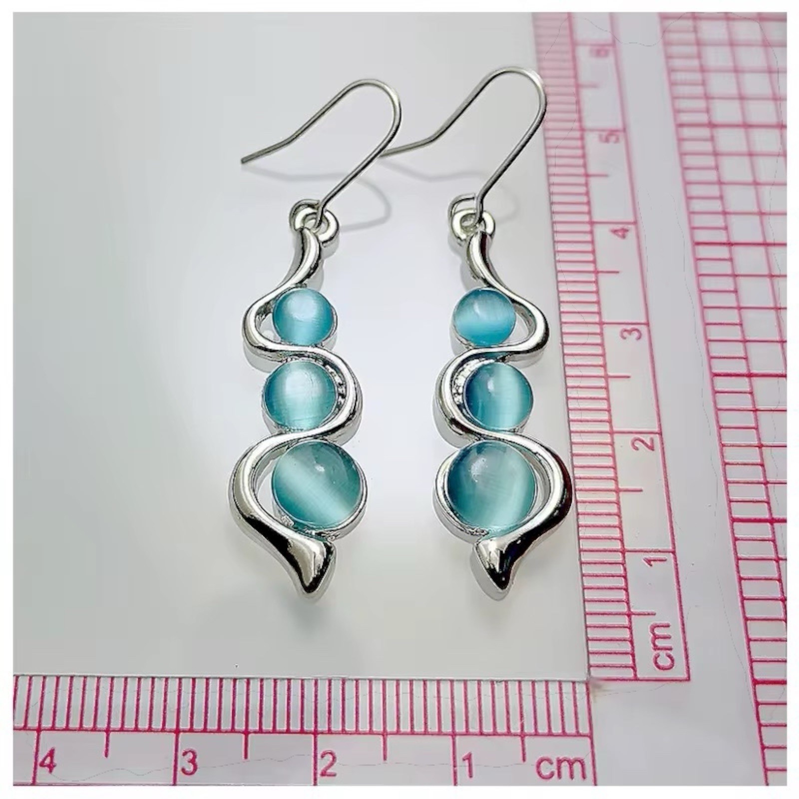 Boho 925 Silver Drop Dangle Earrings Ear Hook Women Jewelry Moonstone Gift A7