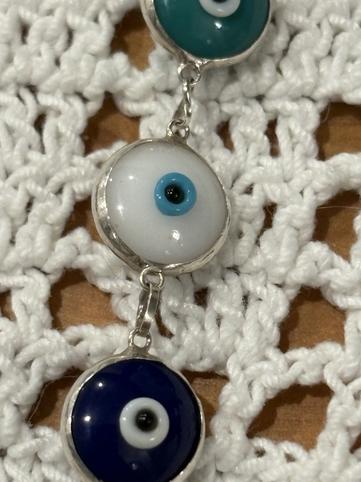 Multi Color Evil Eye Good Luck Bracelet Real 925 Sterling Silver 7.5 Inches