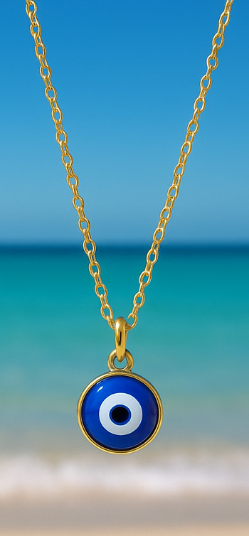 Evil Eye Necklace Glass Pendant | Gold or Silver Tone | 16–18 Adjustable Chain
