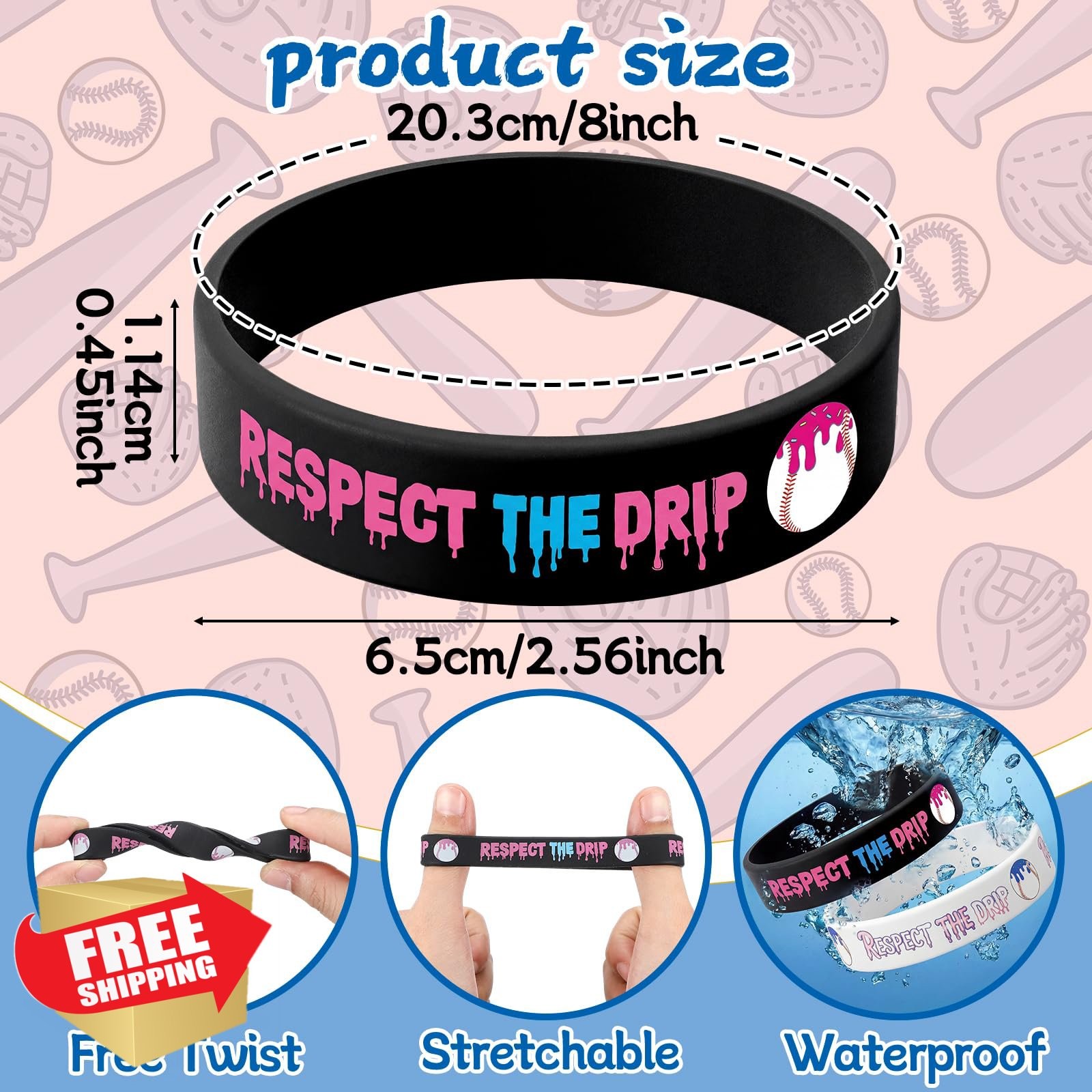 24/36pc Ice Cream Drip Silicone Bracelets Sport Wristbands