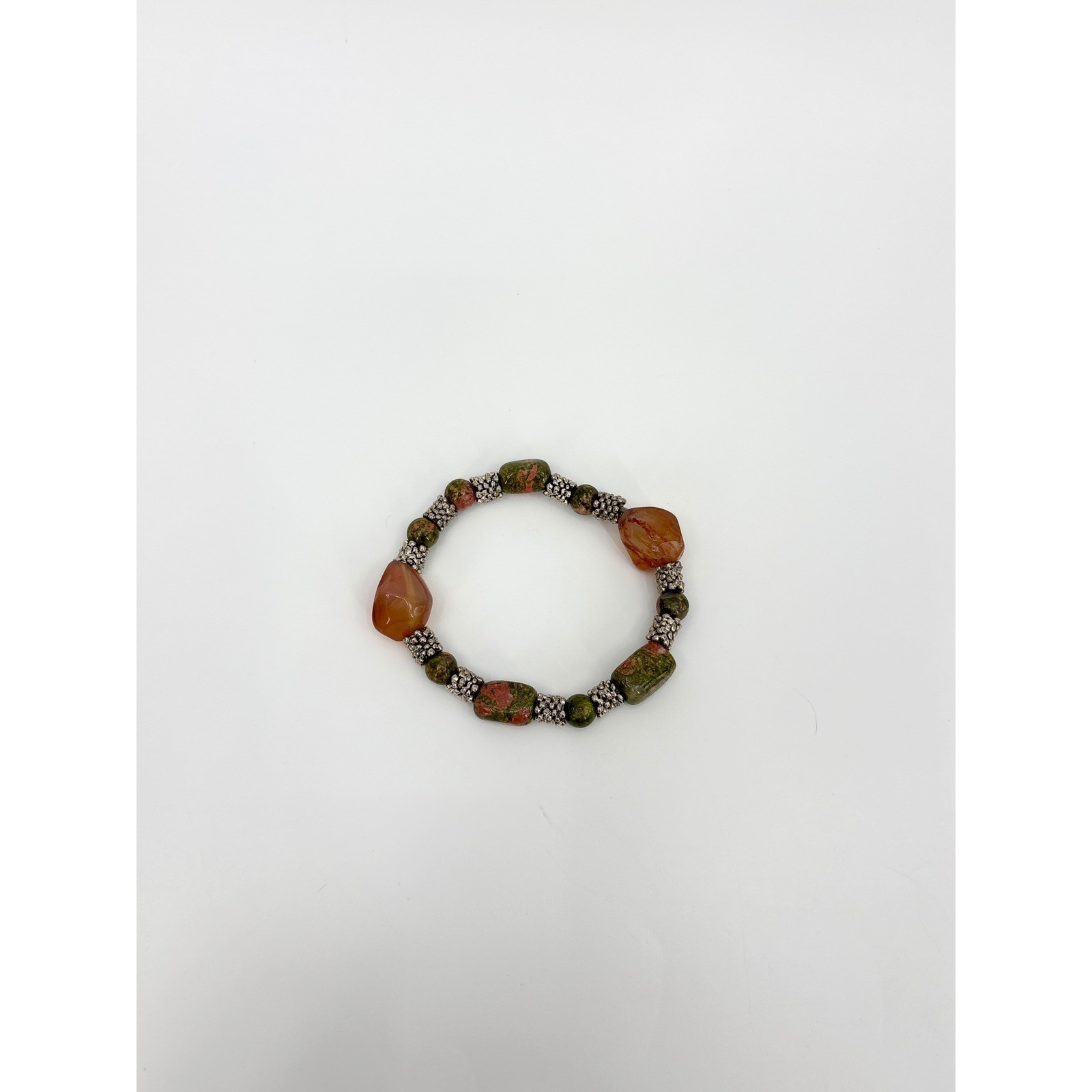 Natural Earth Tone Beaded Spacer Stretch Bracelet Boho Artisan Stackable