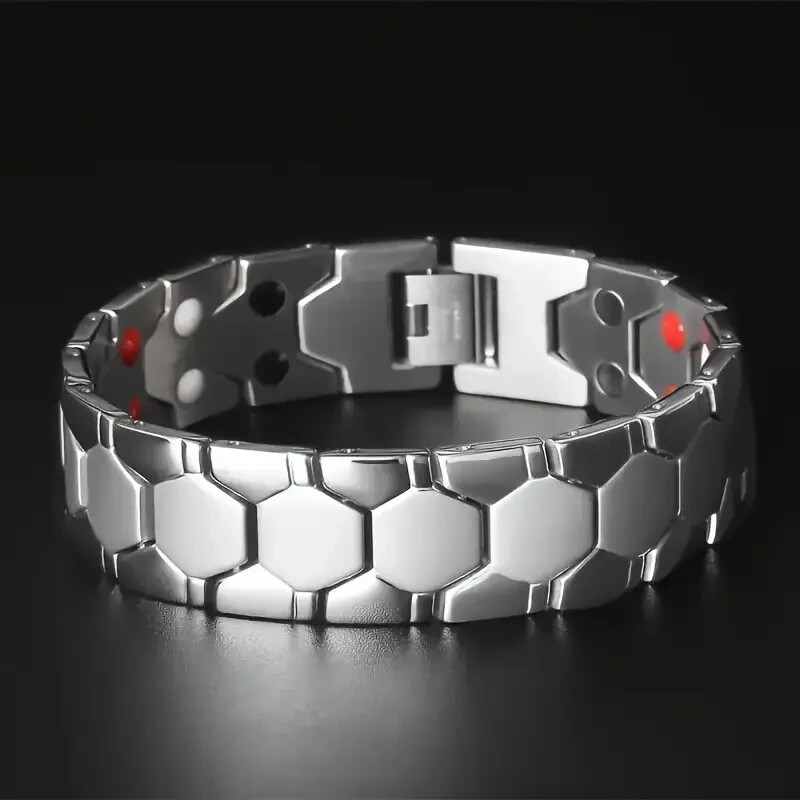 Men magnetic titanium steel cufflink bracelet,4-in-1 energy hand band Arthritis