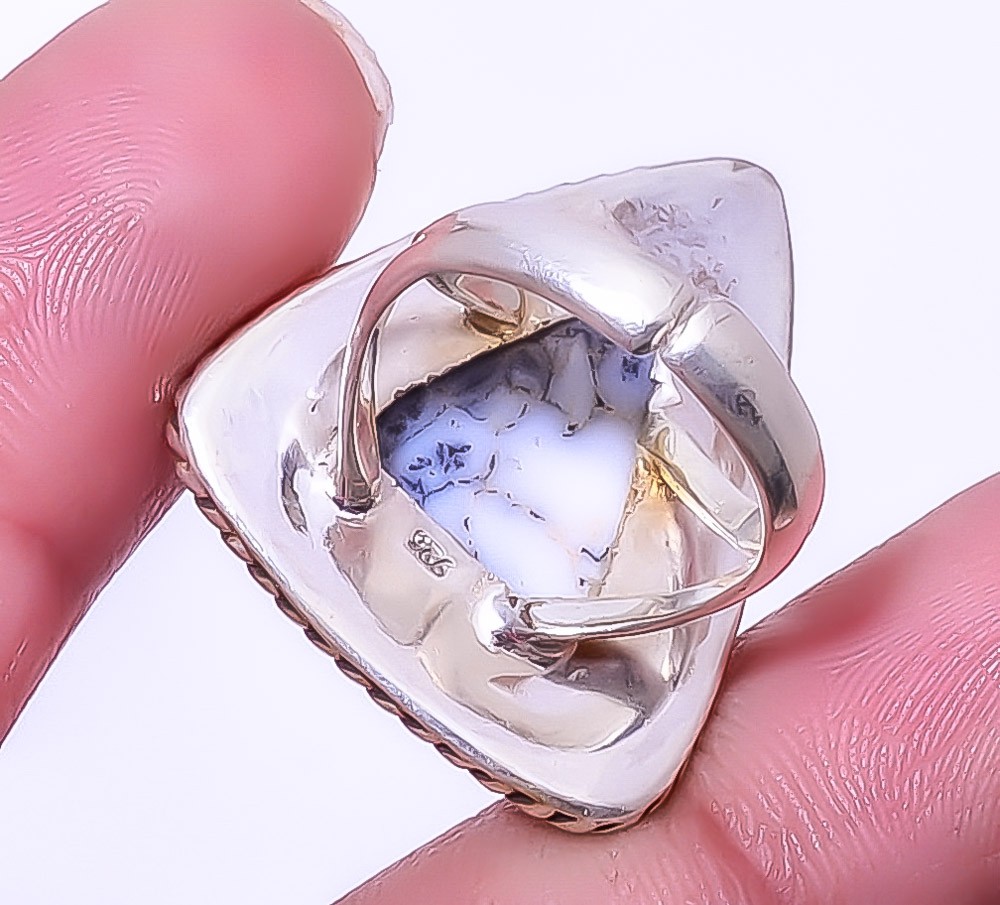 Dendritic Opal – Brazil 925 Silver Plated Jewelry Ring Adjustable (8)