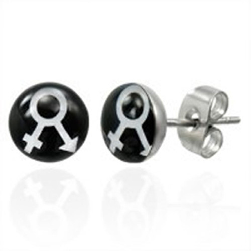 Pride Shack – Bisexual Pride – Bi Male Female LGBT Stud Earrings (Black & White)