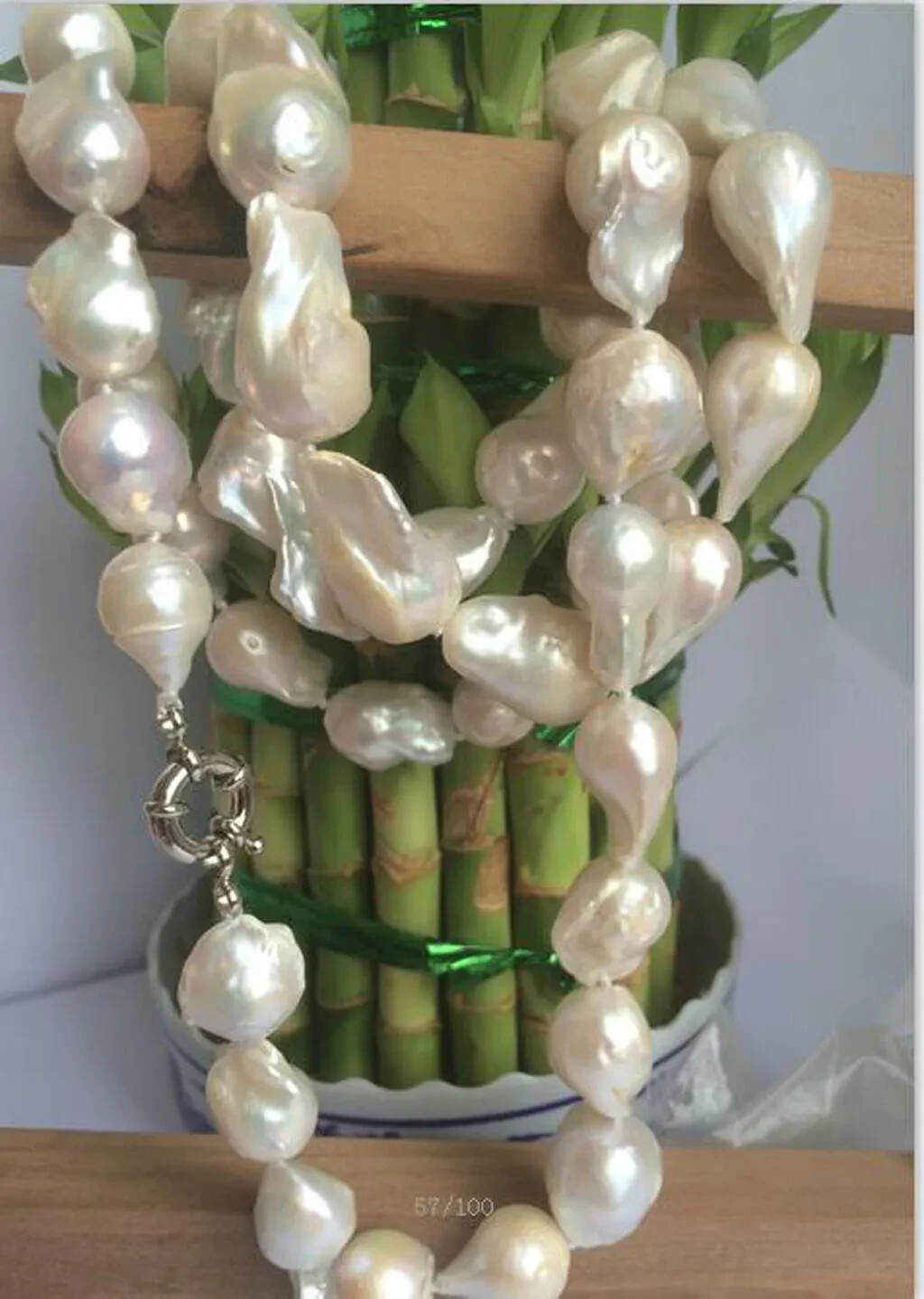 32inch Huge 15-20mm Natural South Sea Genuine White Baroque Keshi Pearl Necklace