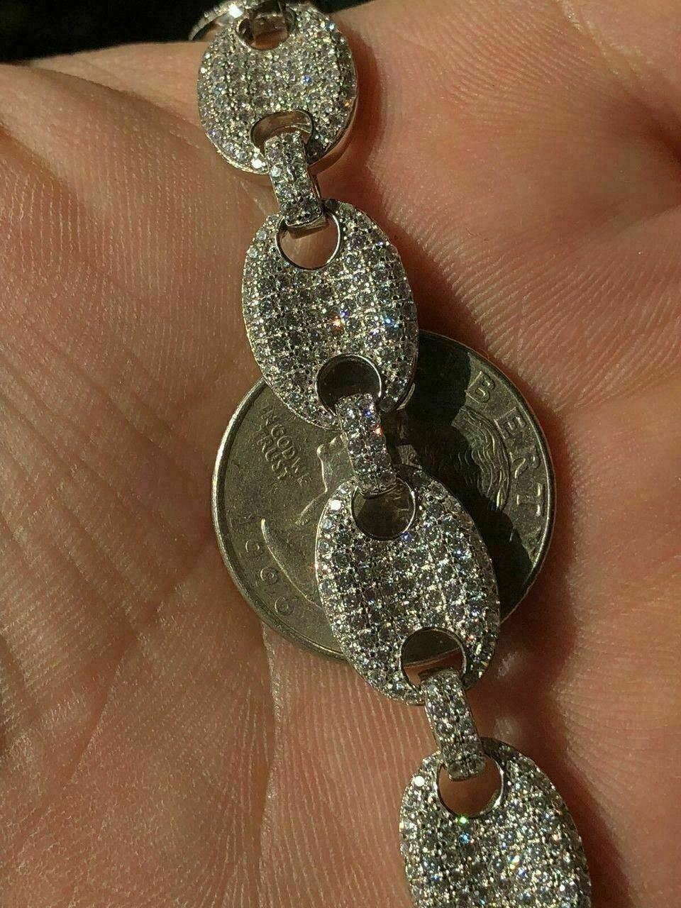 Mens 12mm Gucci Link Bracelet Solid 925 Sterling Silver ICY CZ 6-9 Hip Hop