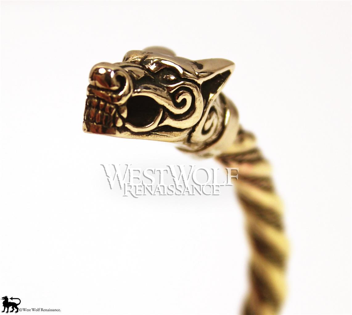 Viking Fenrir Wolf Bracelet/Torc/Torque — Norse/Medieval/Jewelry/Skyrim/Gold