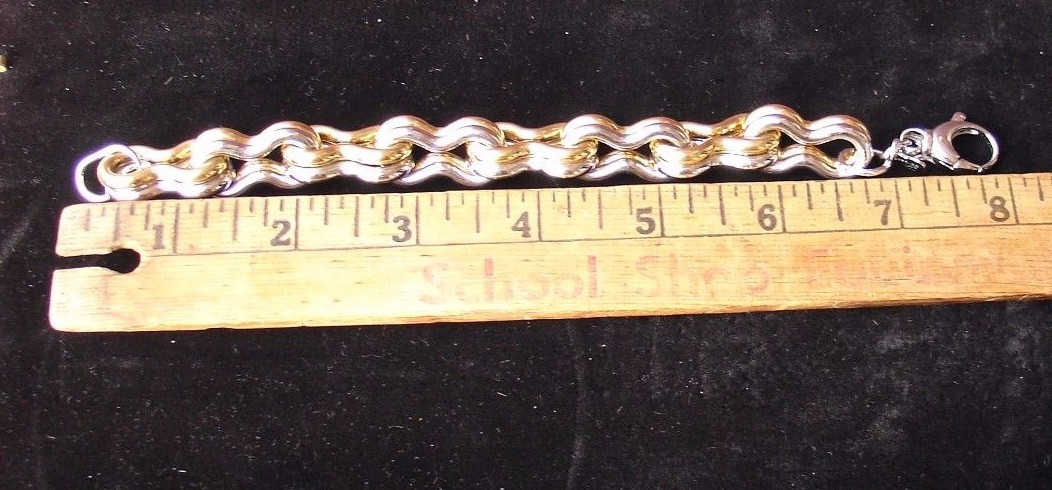 Bronzo Italy solid polished double link two-tone bracelet