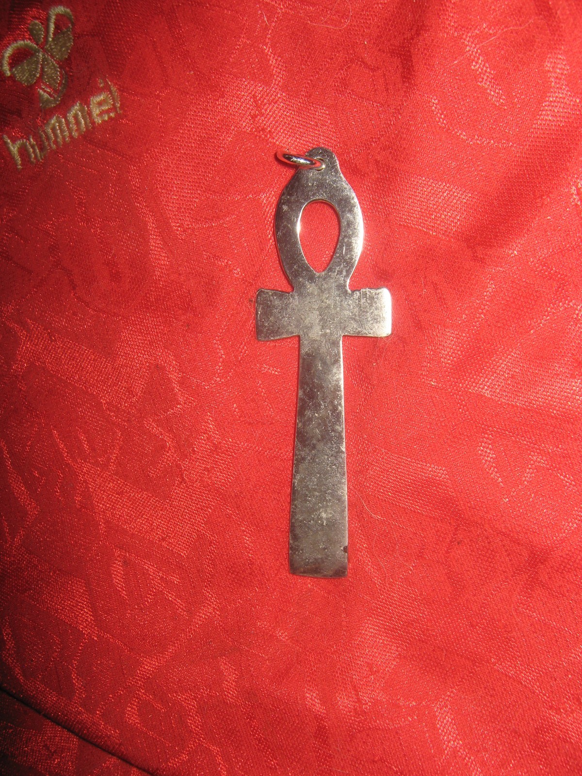 LARGE 75MM SOLID SILVER TONE EGYPT EGYPTIAN ANKH TUT PENDANT CHARM NECKLACE
