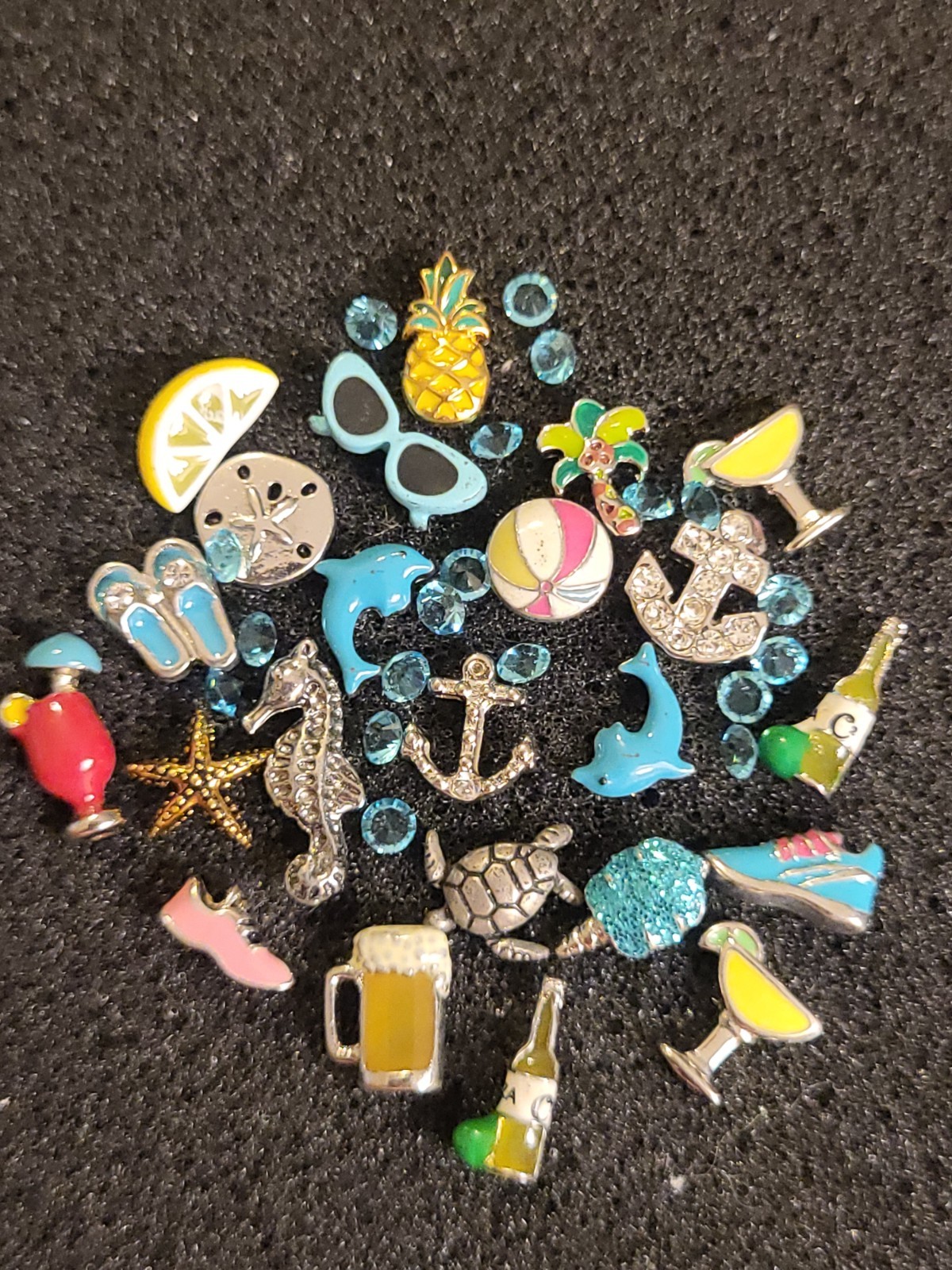 Summer Fun Floating Charm Mixed Batch,Preloved, See Pics For Contents