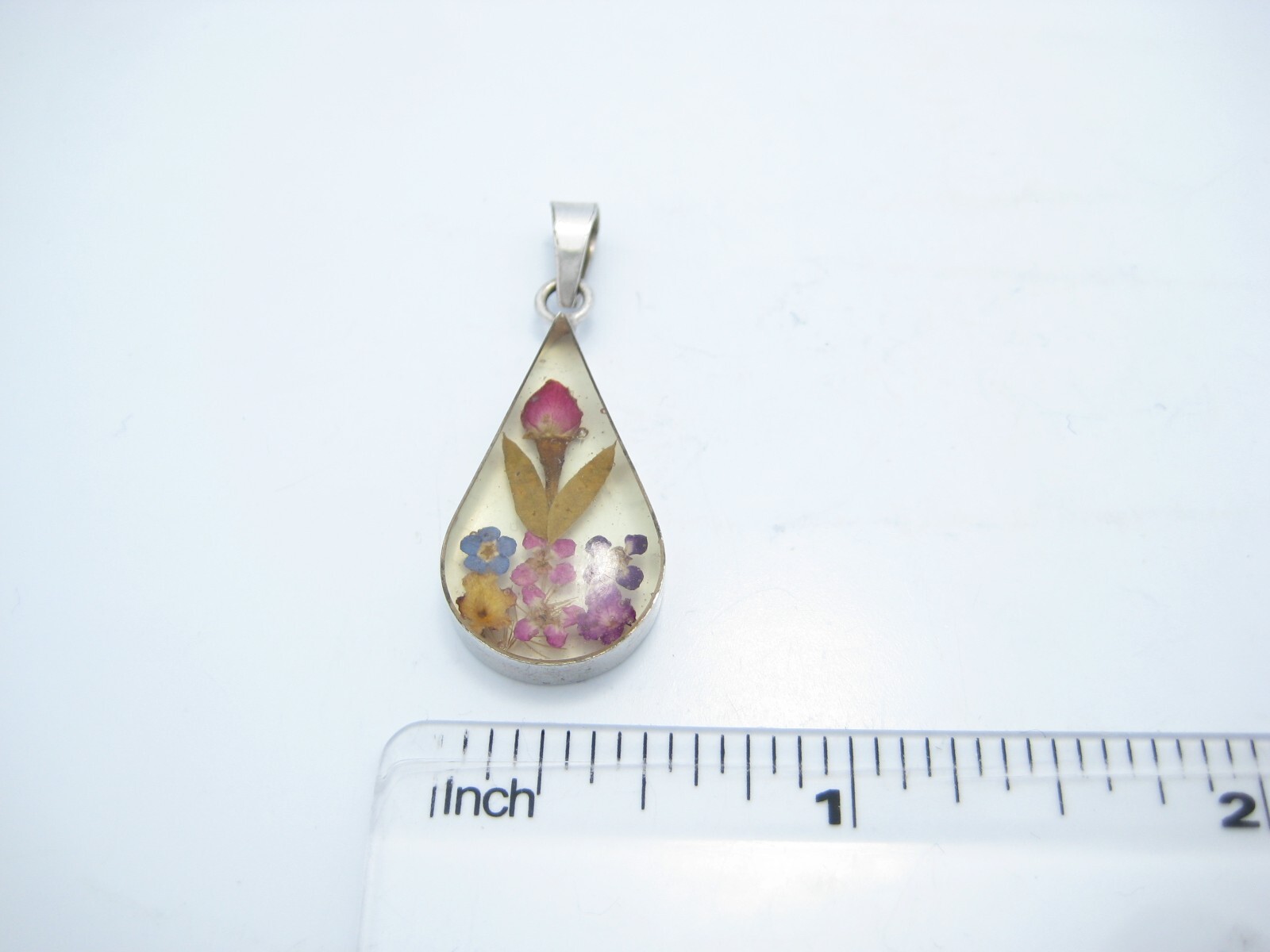 ATI Sterling Silver Resin Flower Pendant Or Charm