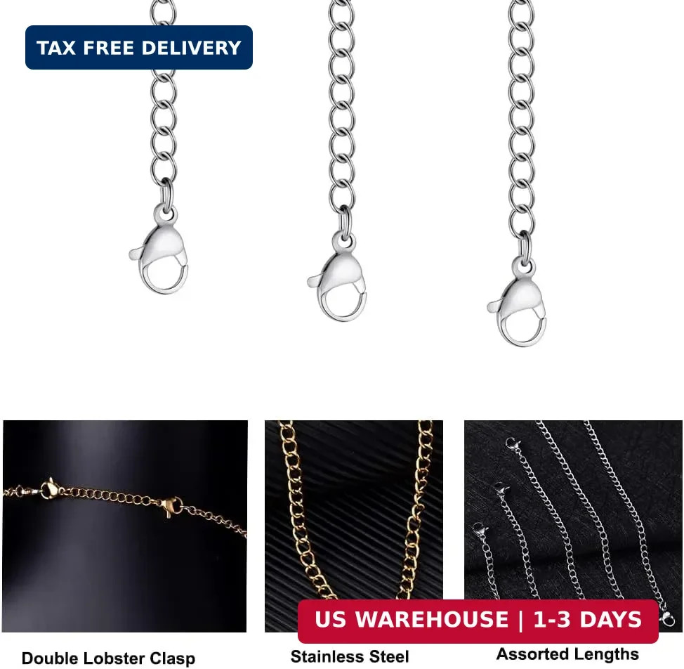 ⛓️ Sterling Silver Necklace Extenders Set – 5 Sizes for Perfect Fit