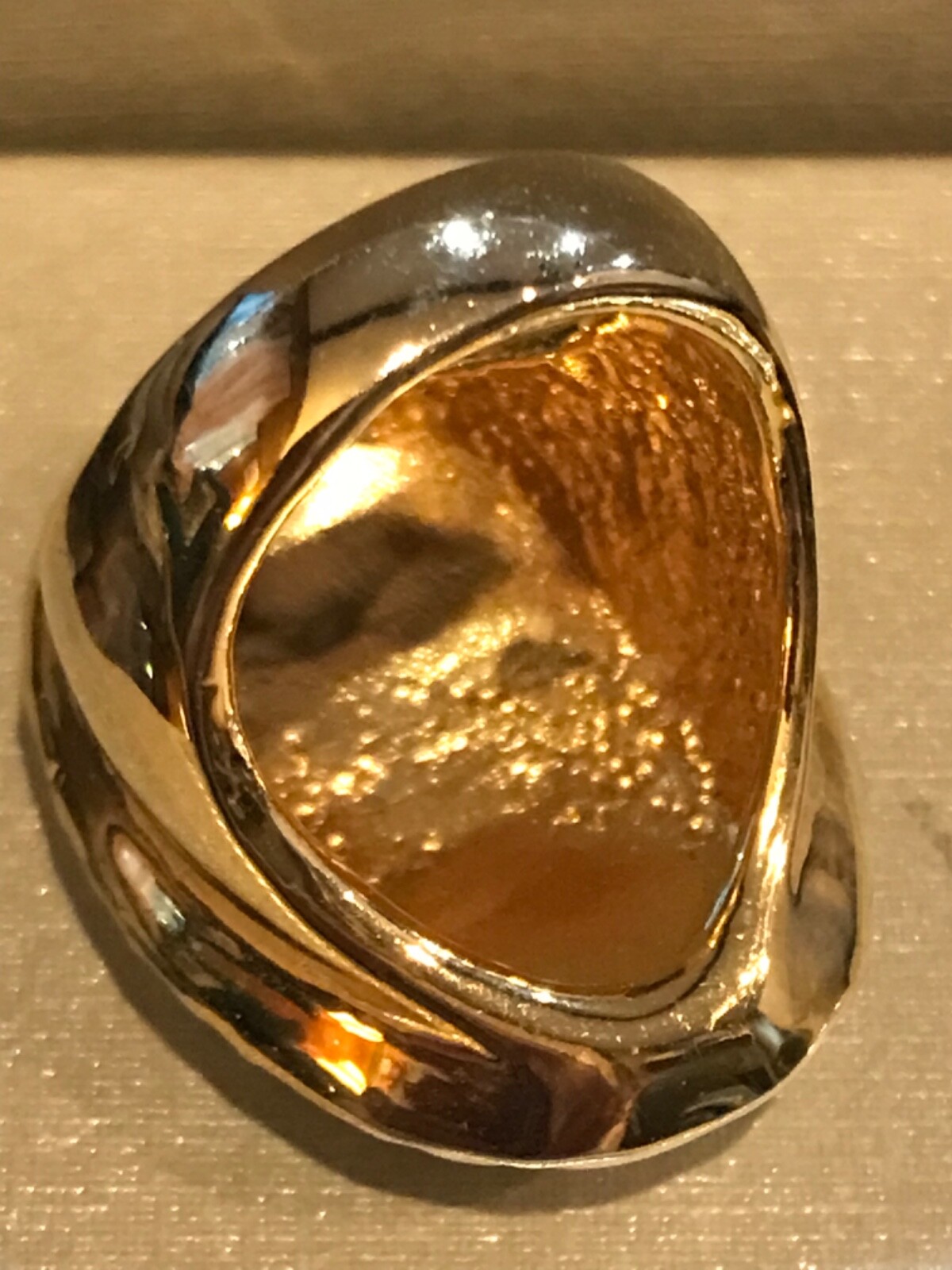 White and Gold Enamel Dome Ring Gold Tone Fashion Jewelry