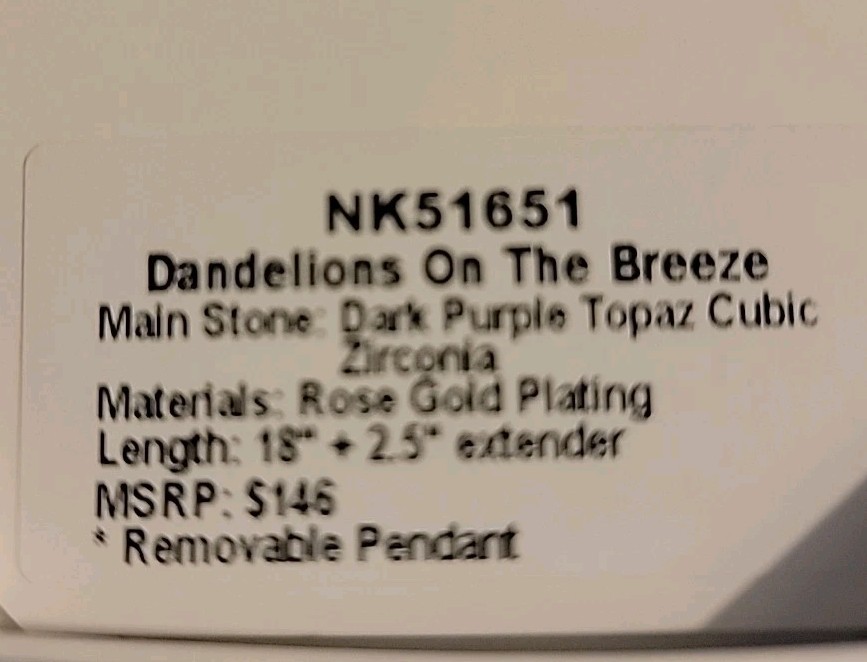 Bomb Party NK51651 OG Necklace Dandelions On the Breeze Removable Pendant
