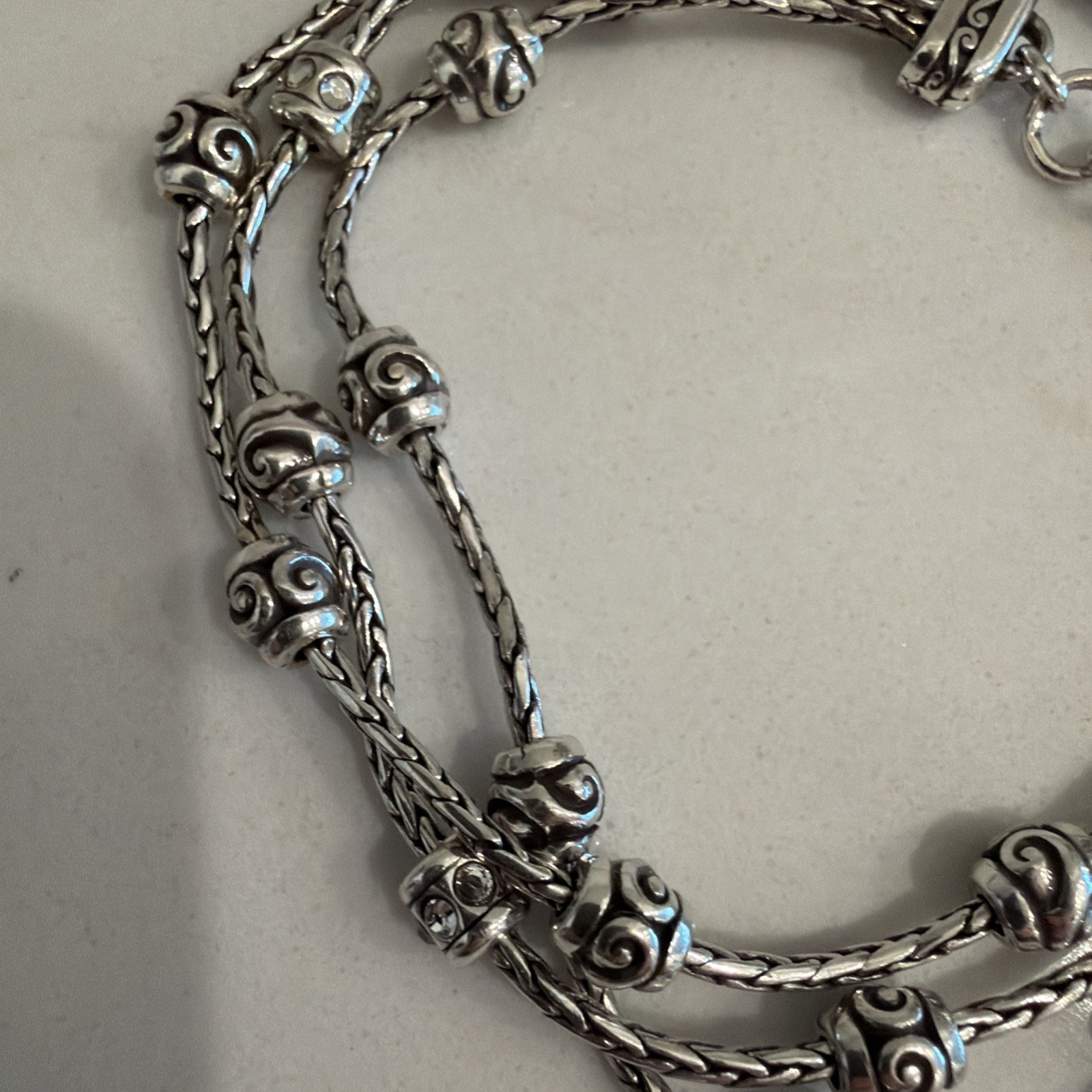 Brighton Reno Heart Silver Crystal Charm Bracelet