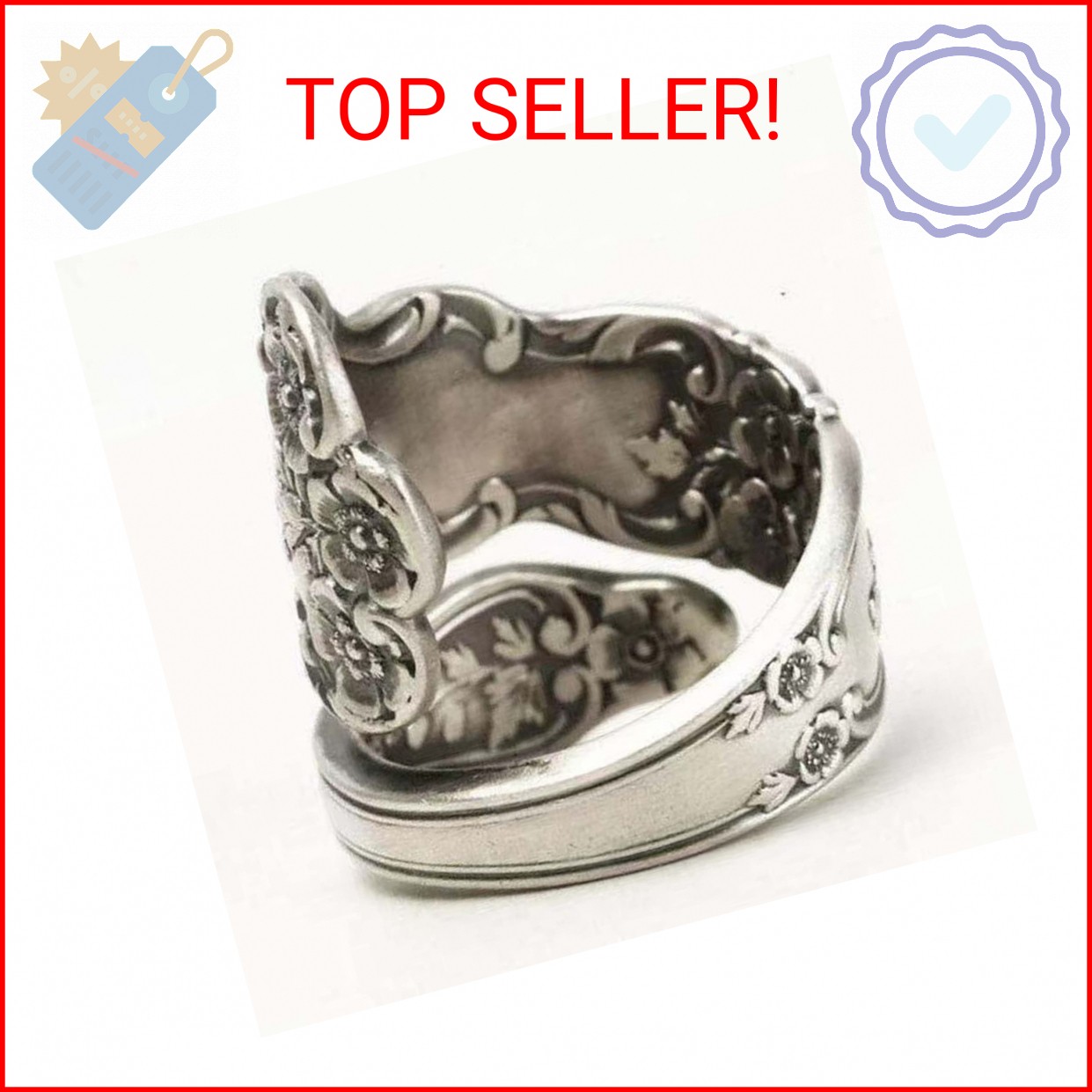 925 Sterling Silver Oxidized Spoon Ring Adjustable Ring Jewelry Gifts for Women