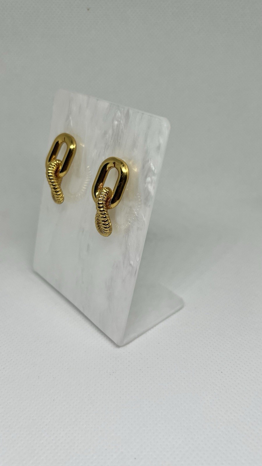 Vintage 1990’s Fashion 18K Yellow Gold Double Link Statement Earrings