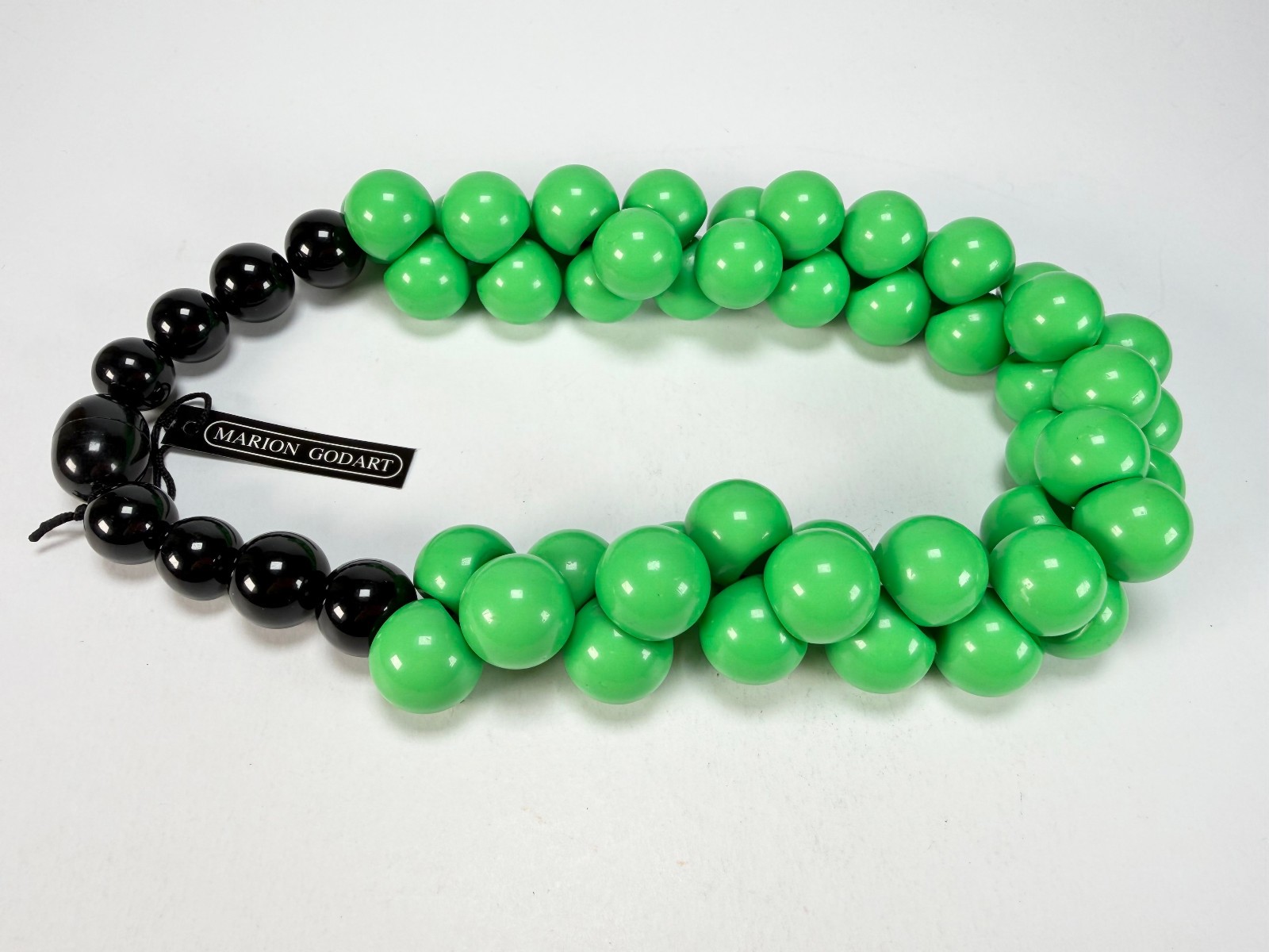Marion Godart – Grapes “Poignée” Bright Green Large Cluster Resin Necklace