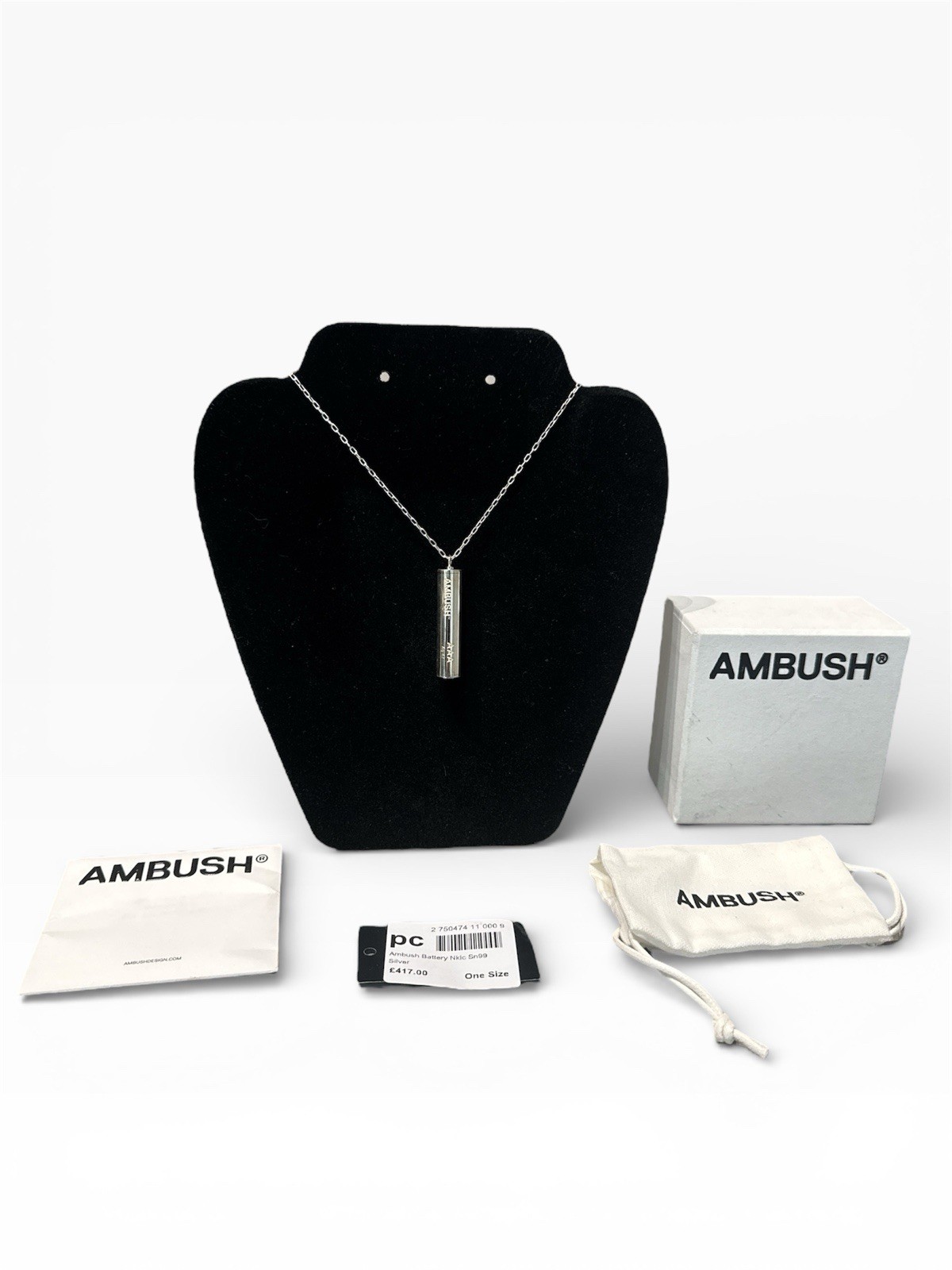 AMBUSH Battery Charm Necklace Sterling Silver 925 Unisex-Adult NEW £417