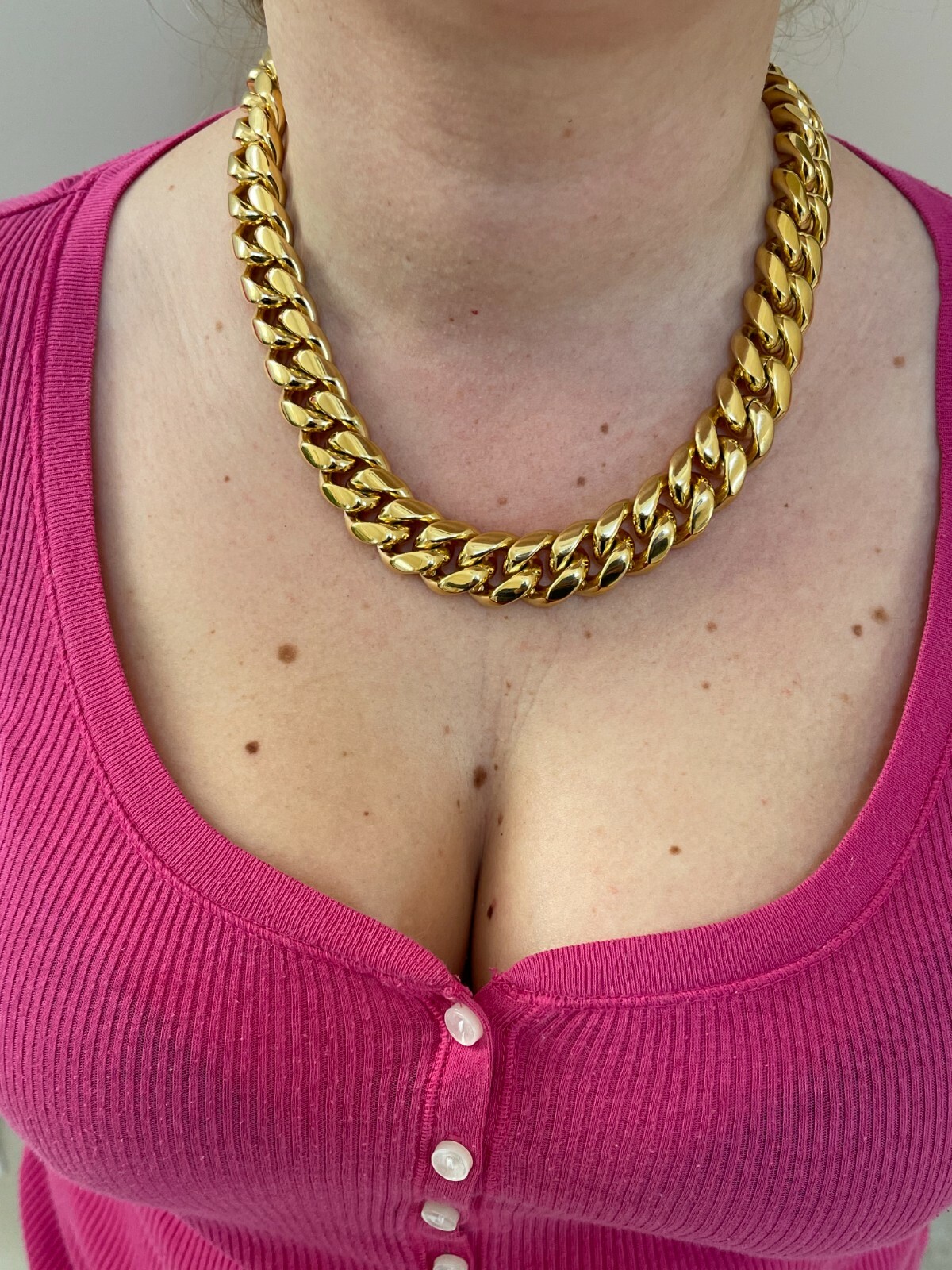 Miami Cuban Link Men’s Choker Chain Real 18k Gold Over Stainless Steel 18mm BIG