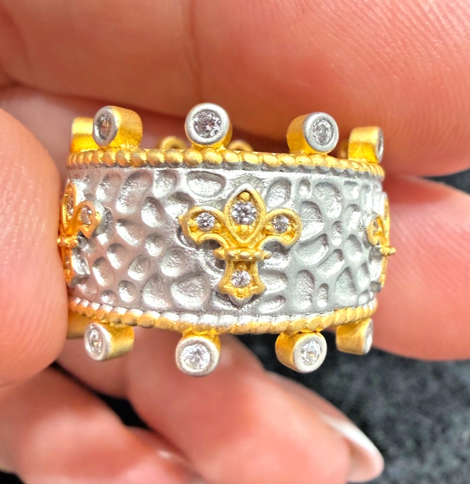 Authentic New Freida Rothman Clover Cigar Band Ring Size 7 – Excellent