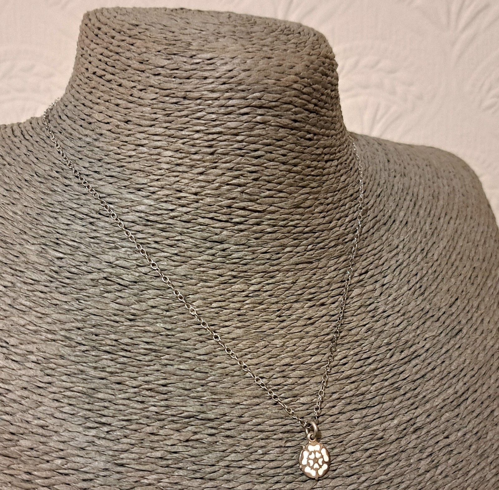 Vintage Sterling Silver 925 Necklace&earrings Set,White enamel”Rose”3.8gr,40cm