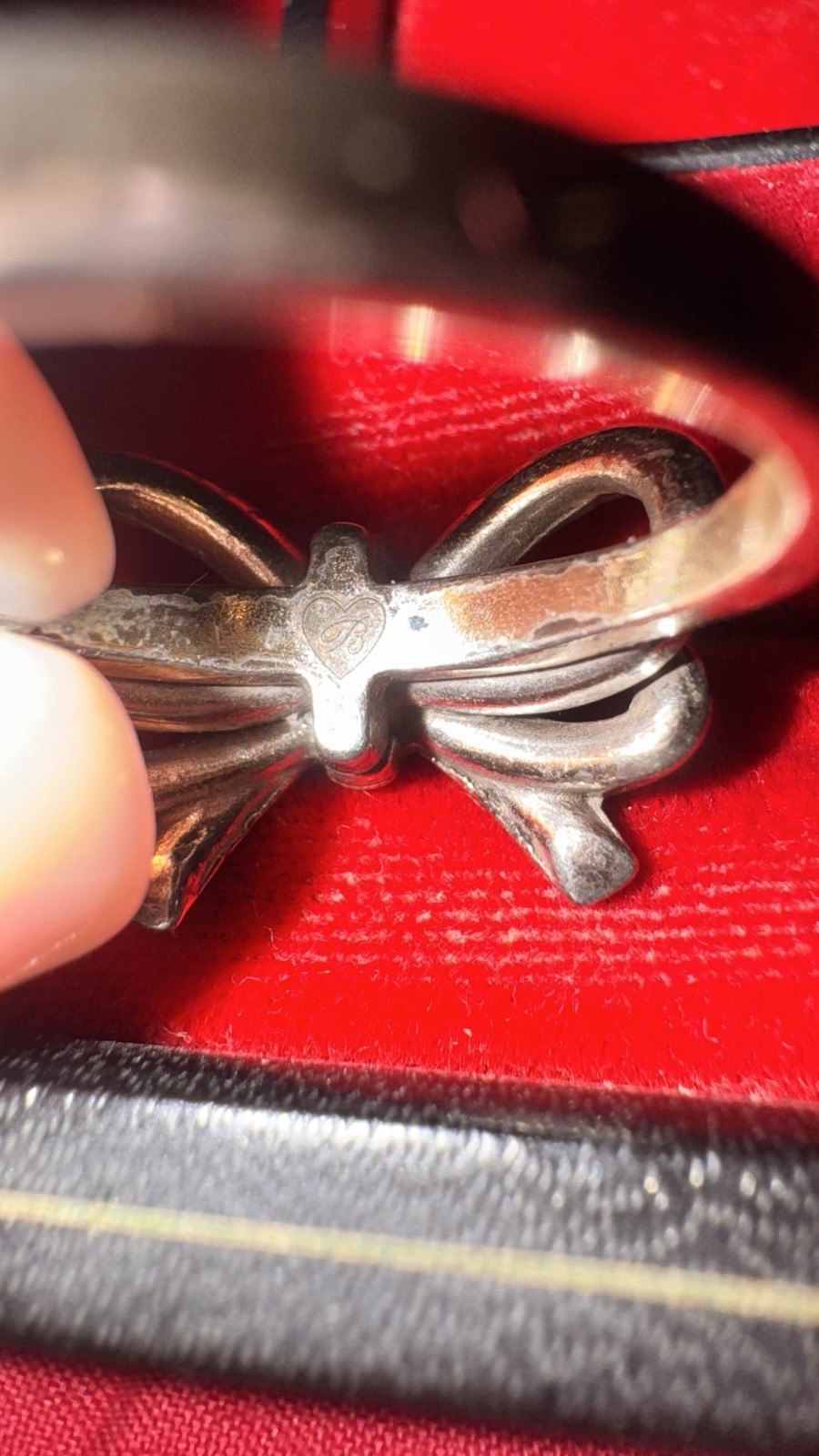Brighton Signed Silver Tone Bow Clear Rhinestone Cocktail Ring Size 8