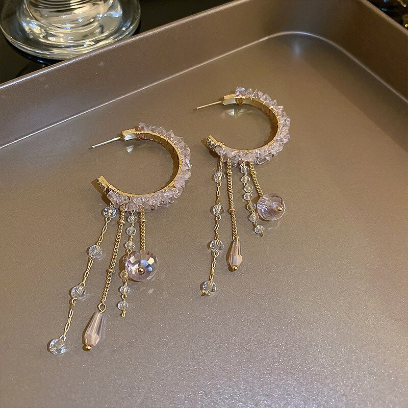 Handmade Designer – Transparent Crystal Hoop Earring Jewelry Gift For Beau Women