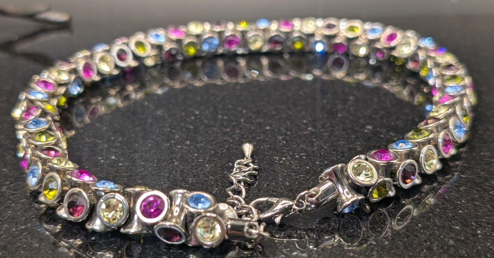 Multicolor Crystal NECKLACE; Extremely Rare in the US 15″ plus 2″ Extension