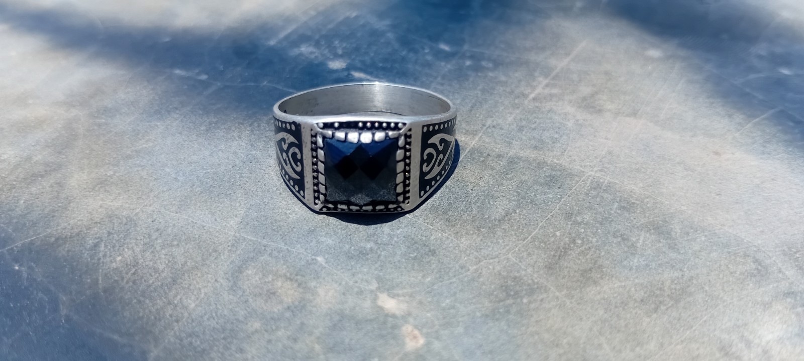 Silver Ring men’s Purity 925 Black Onyx Stone Ottomen Style size 11.5