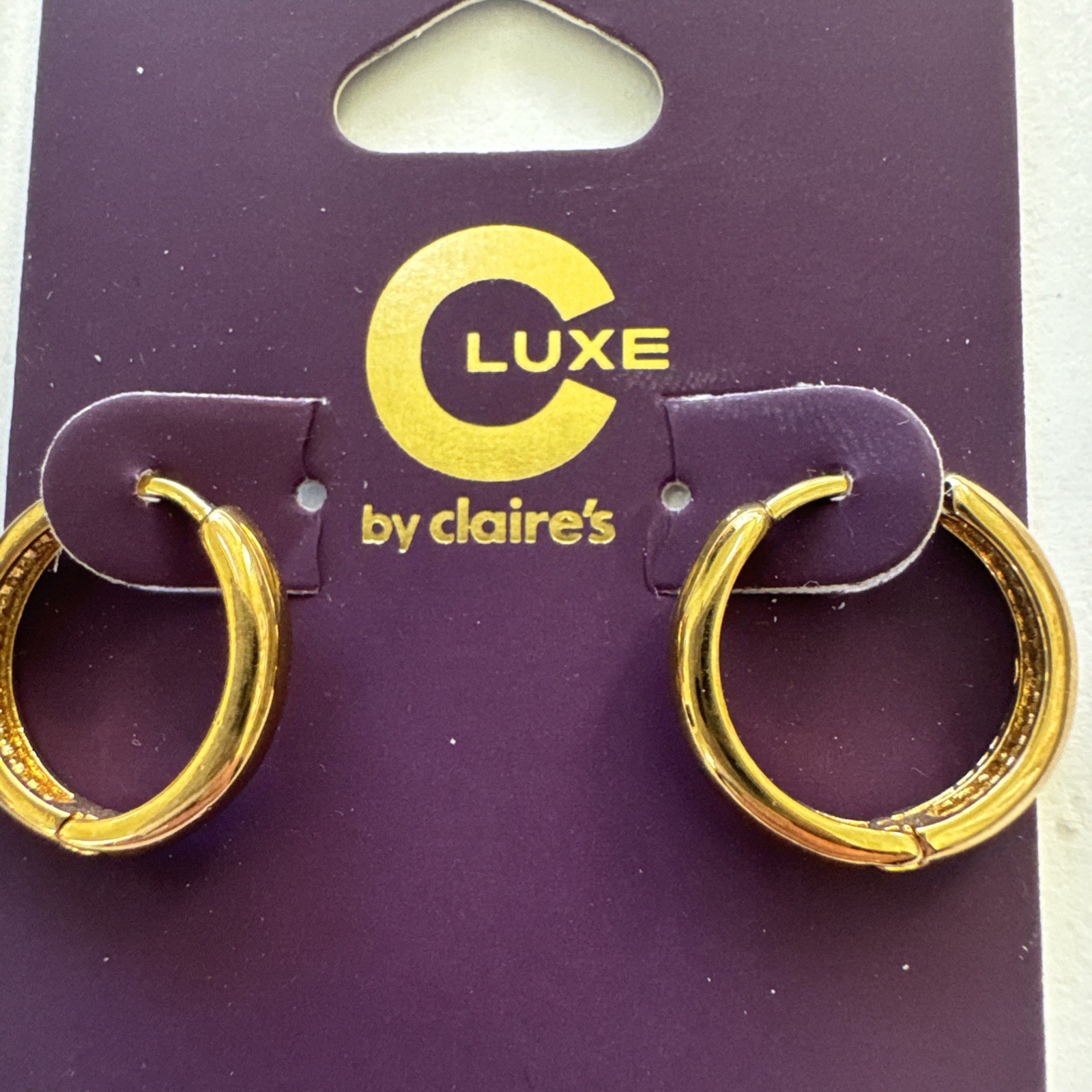C Luxe By Claire’s 18k Gold Plated Hoop Gold Lot 2 Earrings NEW Clicker