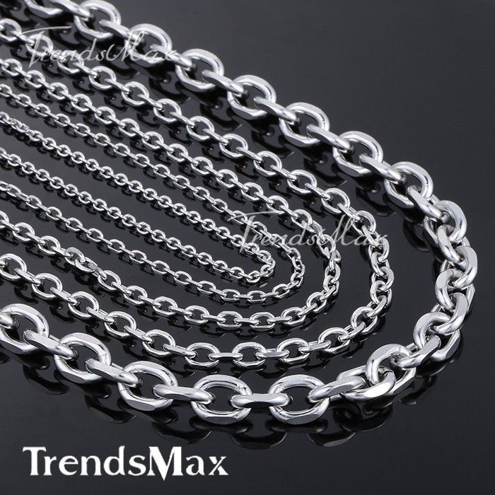 2.5/3/4/6/9mm Cable Rolo Link Stainless Steel Mens Boys Chain Necklace 18-36″