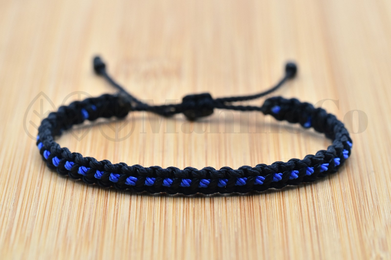 Thin Blue line braided bracelet -support police wristband -new -for man & woman