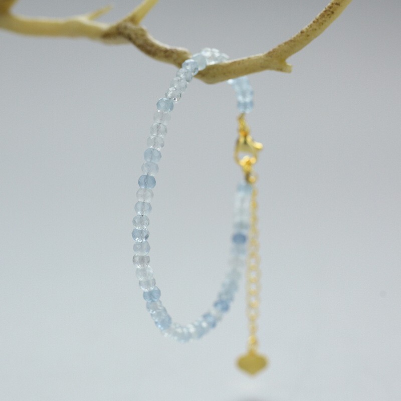 Aquamarine Dainty Delicate Bracelet Healing Natural Crystal Small Beads Bracelet