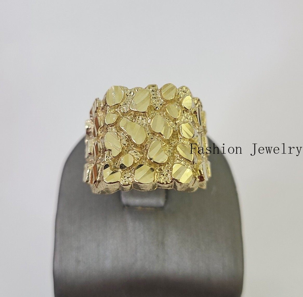 Solid 10K Yellow Gold Men’s Nugget Ring Statement Band Brand New Fine Jewelry