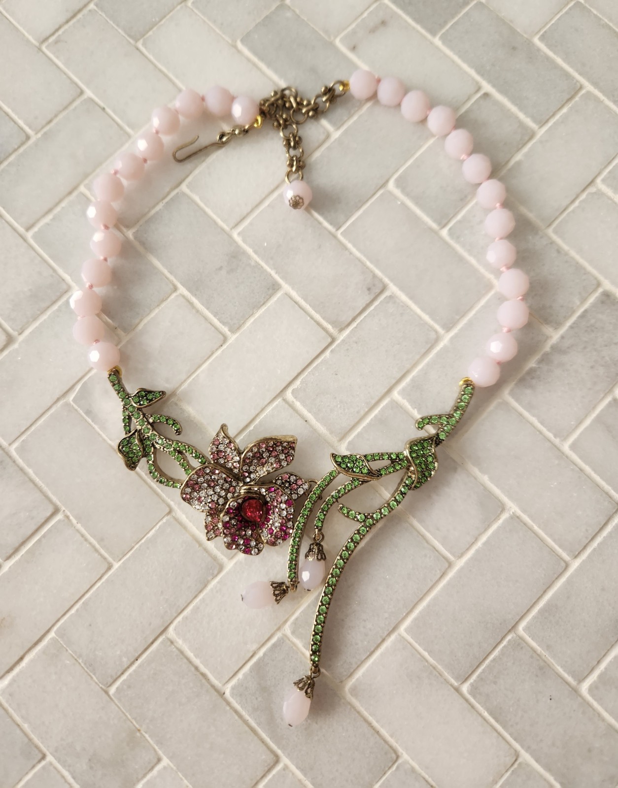 Heidi Daus Inspired Pink Floral Necklace