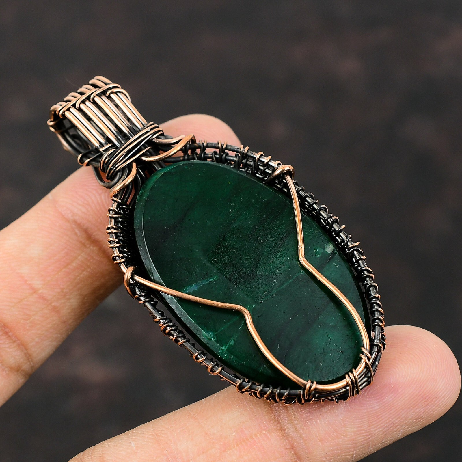 Green Fire Labradorite Jewelry Copper Bestie Gift Wire Wrapped Pendant 2.68″