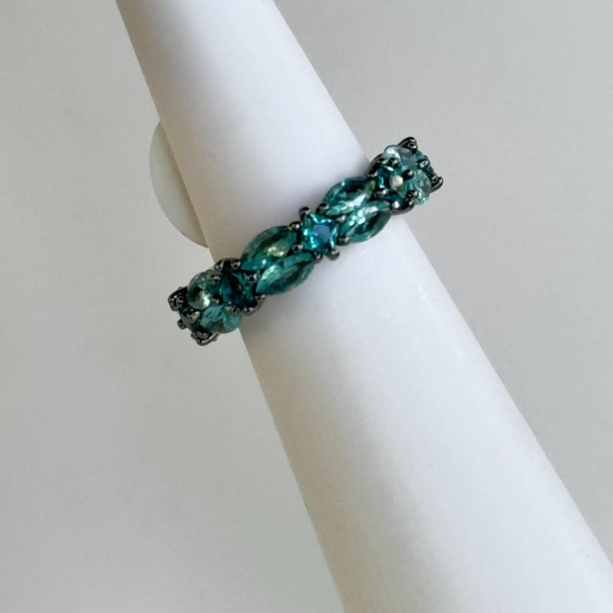 Bomb Party Sirens Veil of The Abyss Pariba on Hematite Ring Sz 7