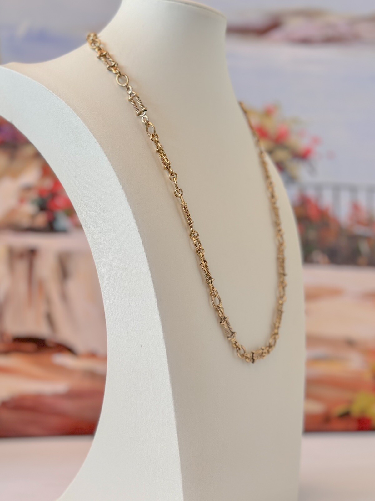 Elegant Victoria Style Necklace Golden Necklace 23.5″ Long