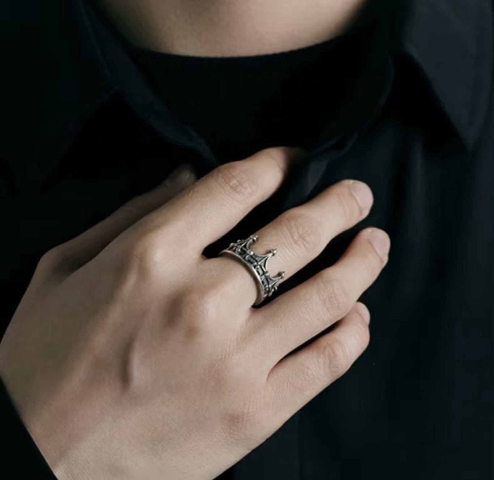 Unique Crown Shape Ring: Unisex, Adjustable, Stackable, Gothic Style