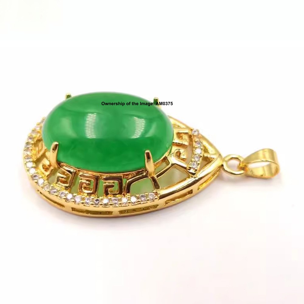 NEW Yellow Alloy Heating Jade Pendant Oriental Cultural Style Pendant 40mm H