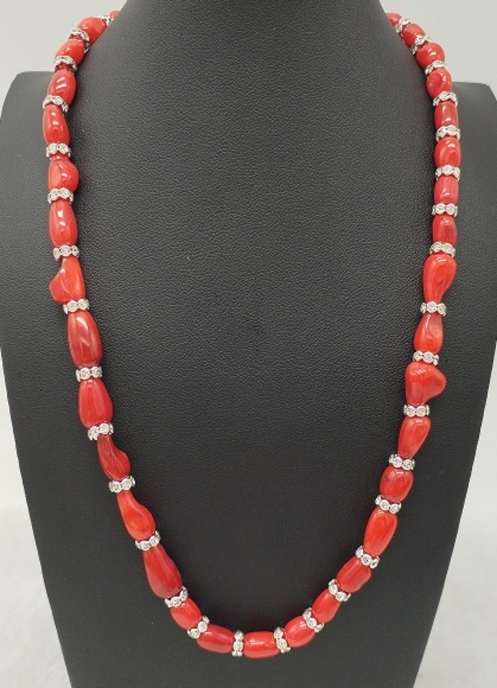 New Natural 8-12 Millimeter Red Coral Gemstone Oval Pearl Necklace 16-36 Inches