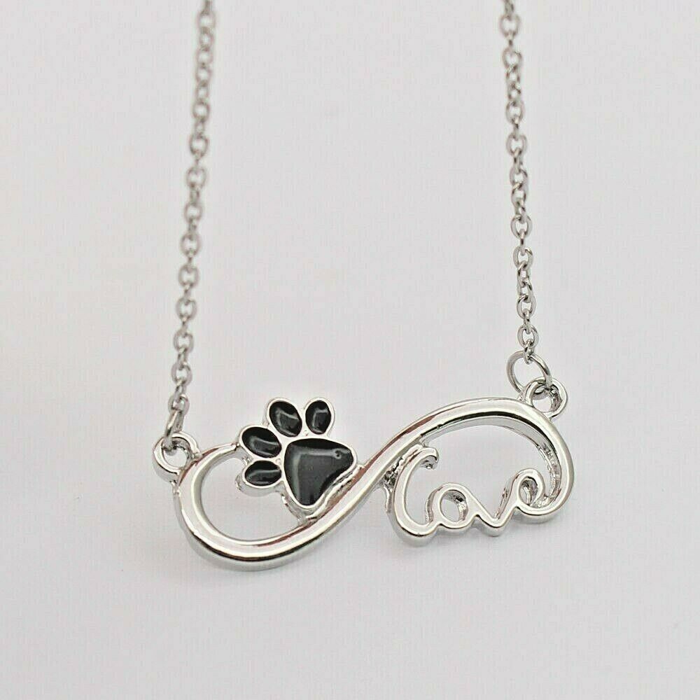 CAT DOG Paw LOVE 1-1/4″ x 1/2″ Pendant Necklace with 18″ Chain Love Pets