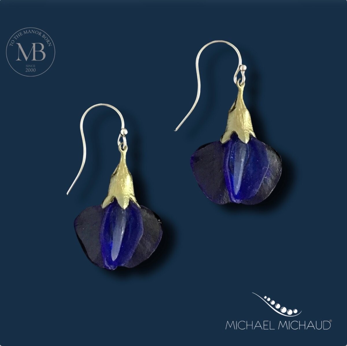 Michael Michaud False Indigo Earrings Drop Handcast Botanical Jewelry Nature Gif