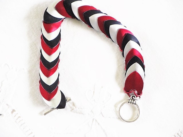 Red, Silver & Black Dragon Scalemail Bracelet/Free Earrings