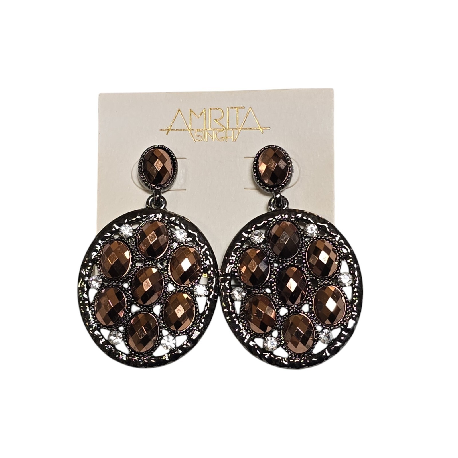 Amrita Singh Women’s Gunmetal Plated Bronze Resin Dangle Earrings NWT