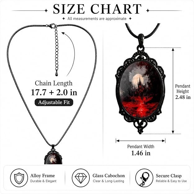 3PCS Halloween Gothic Raven Bat Vampire Necklace for Women Witch Jewelry