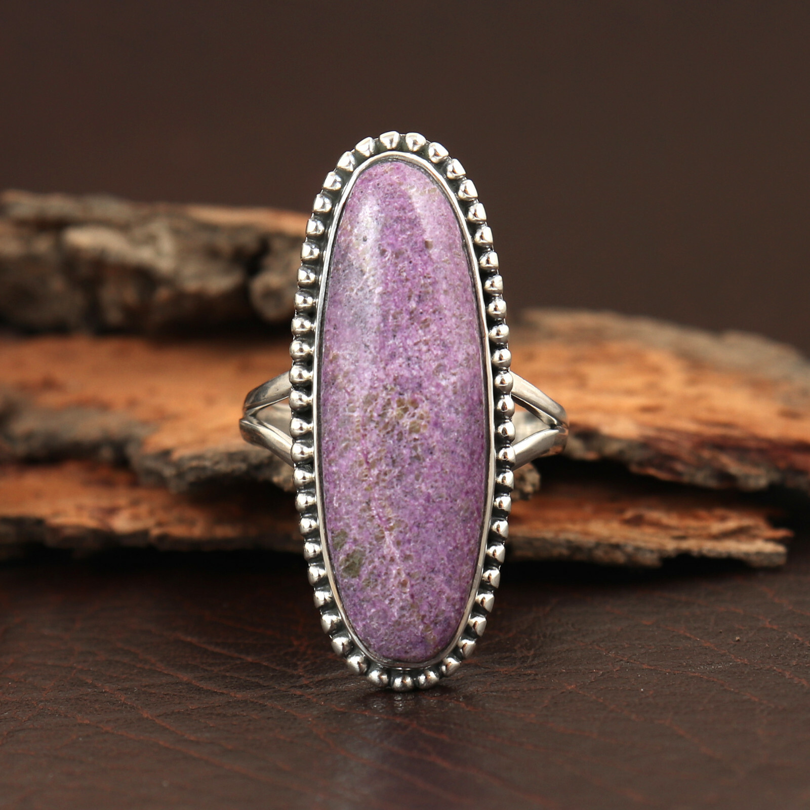 Purple Stichtite Genuine Oval Stone 925 Sterling Silver Ring All Sizes Available