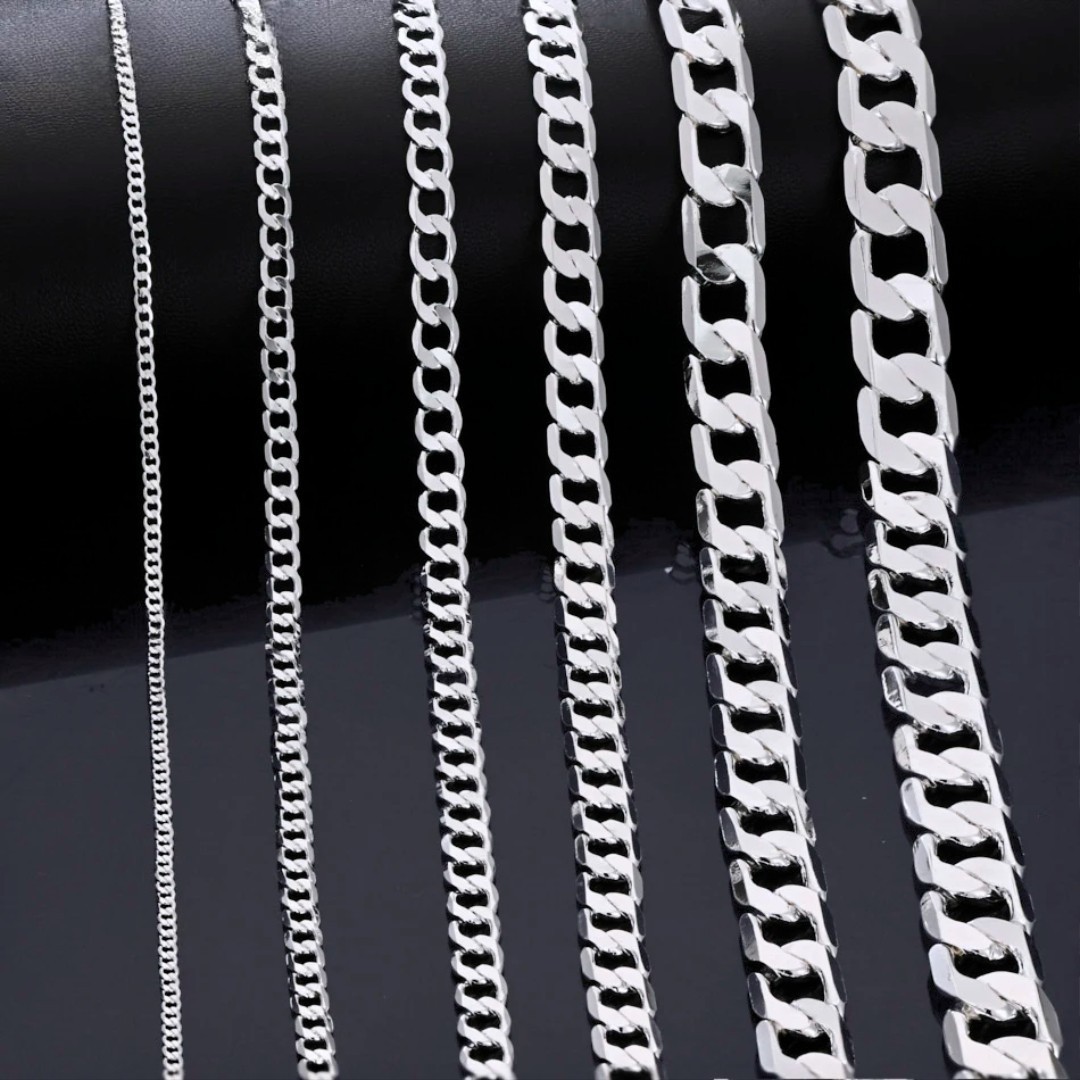 Cuban Chain Sterling Silver 925 Heavy SP Necklace 2-8mm 18-24″ Men Women